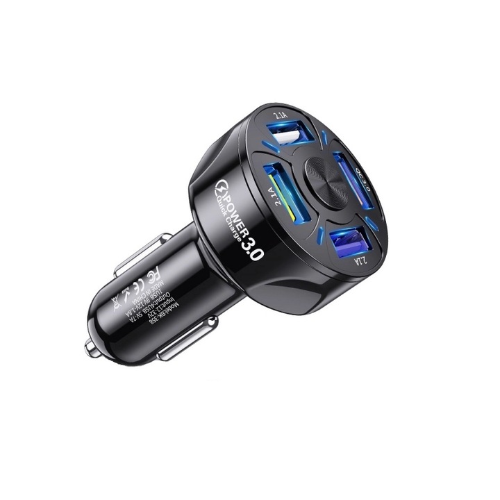 Incarcator Auto cu 4 Porturi USB 3.0 Fast Charge Multiple Protectii G Glixicom®