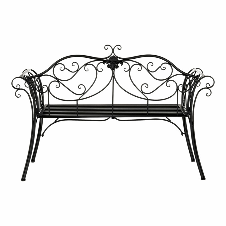 Градинска пейка, черно желязо, Etelia 31x49x891 см