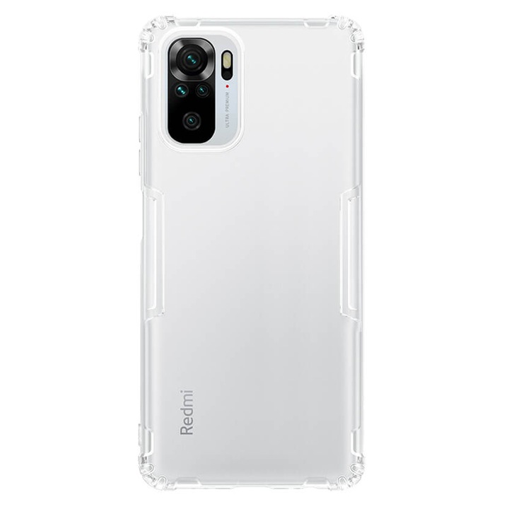 Husa pentru Xiaomi Redmi Note 10 4G, silicon, cu colturi de protectie antisoc, seria Nillkin Nature, Clear