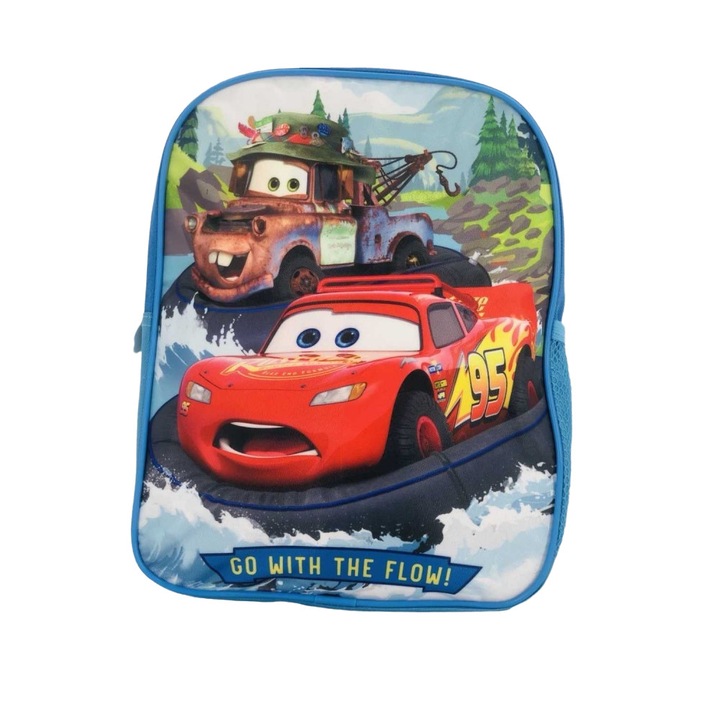 Ghiozdan mic Cars cu 1 compartiment, 1 buzunar lateral, 2 bretele buretate dimensiuni 33x26x10cm