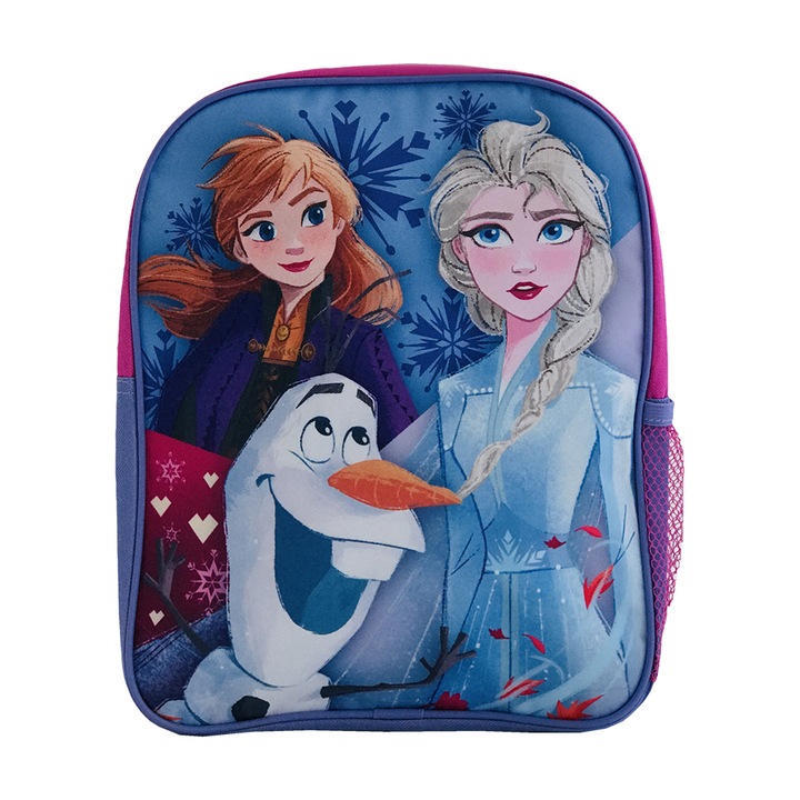 Ghiozdan mic Frozen 1 compartiment, 1 buzunar lateral, 2 bretele buretate dimensiuni 33x26x10cm