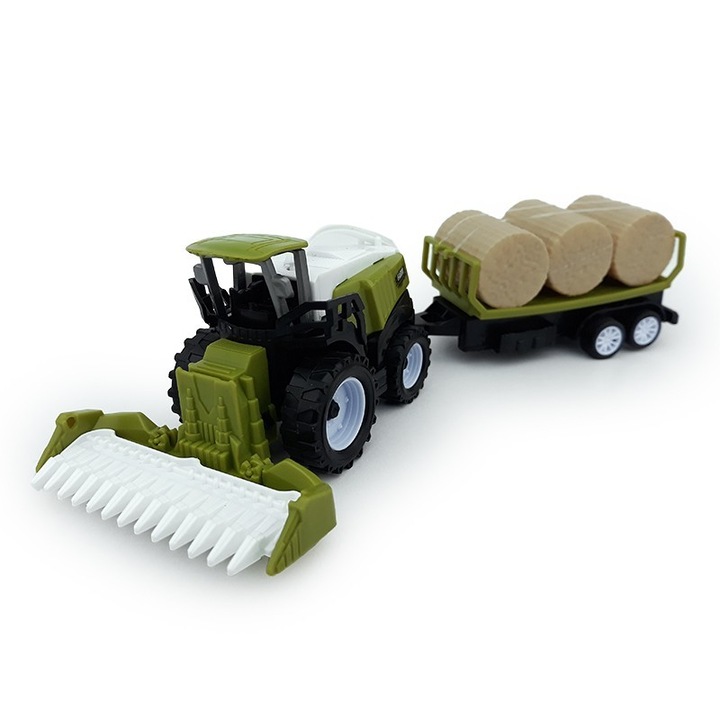 Tractoras si remorca cu baloti, 25x6 cm