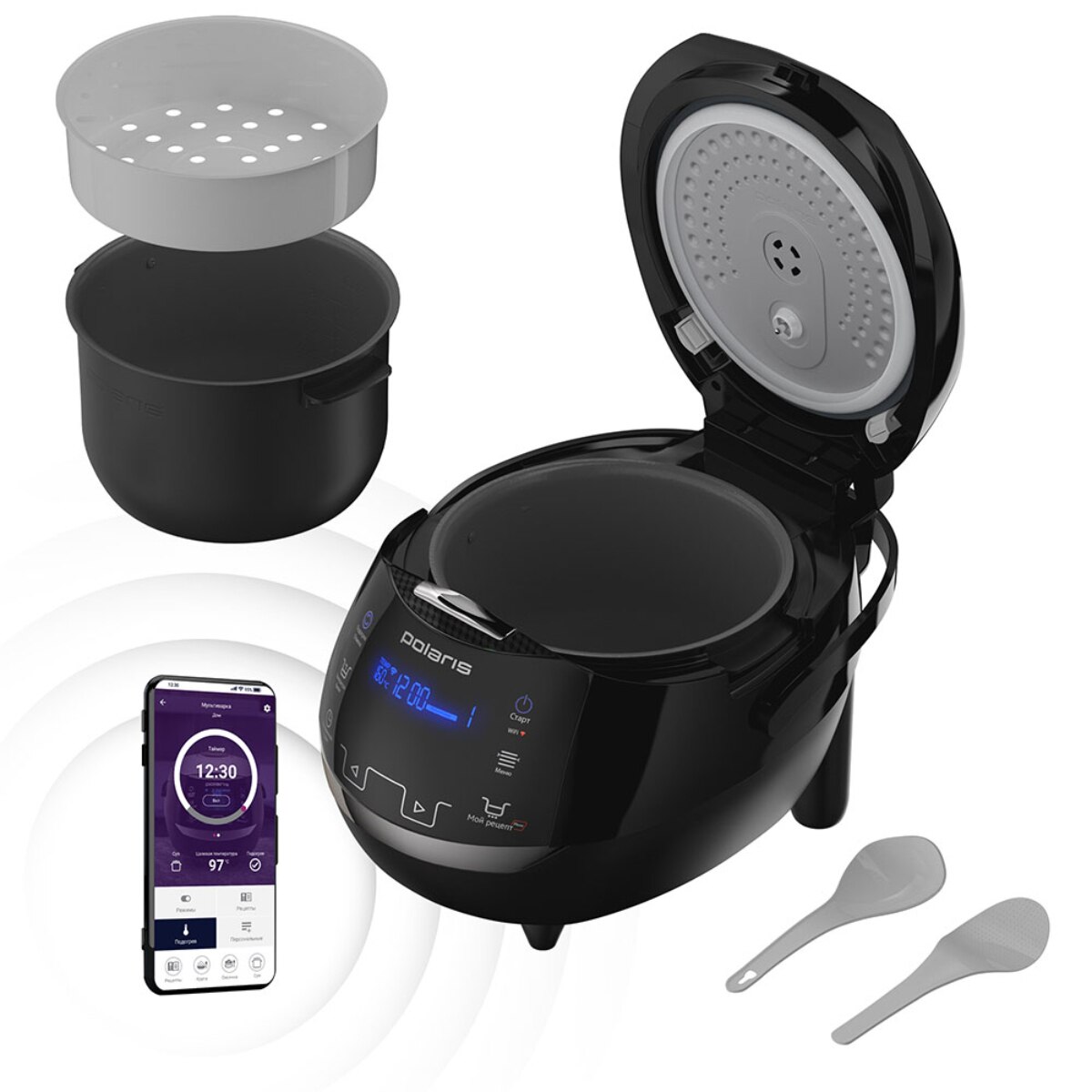 Multifunkciós főzőedény Polaris PMC 0526 IQ Home, vezérlőpult oroszul ...
