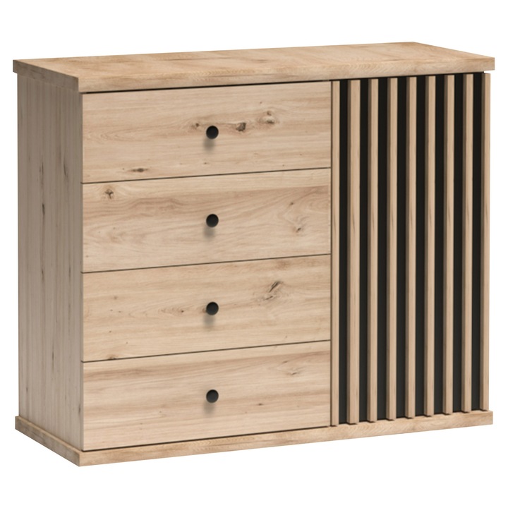 Comoda Sigeren SG05, MIRJAN24, stejar artisan / negru, 102x85x41 cm