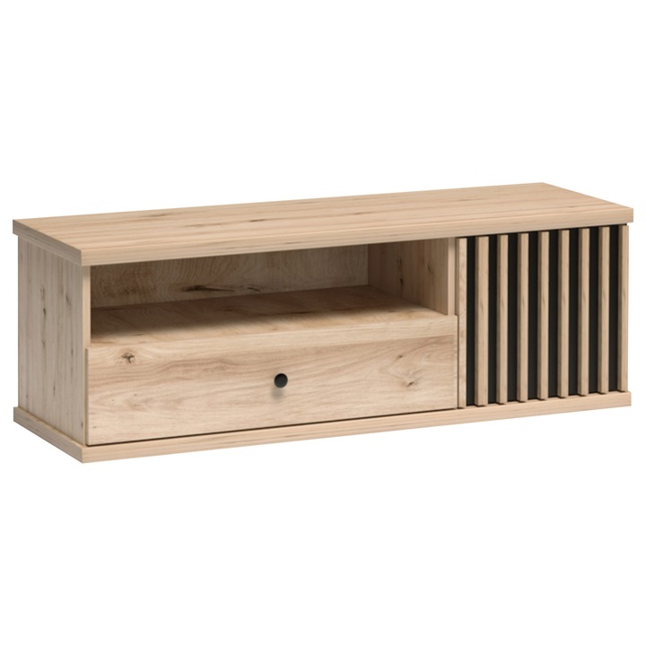 Comoda TV Sigeren SG07, MIRJAN24, stejar artisan / negru, 124x43x41 cm