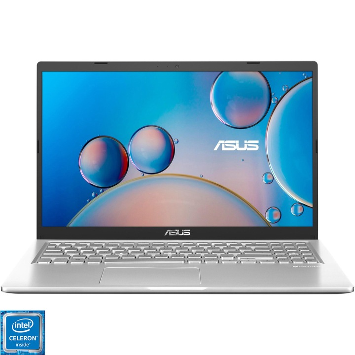 Laptop ASUS X515KA cu procesor Intel® Celeron® N4500 pana la 2.80 GHz, 15.6", Full HD, 4GB, 256GB SSD, Intel® UHD Graphics, No OS, Transparent Silver