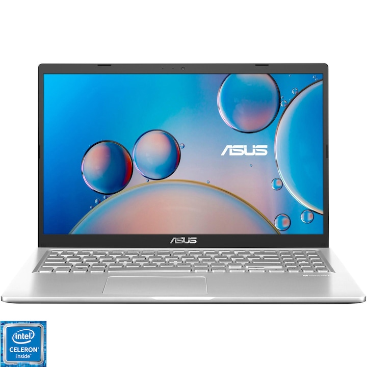 ASUS X515KA 15,6" Full HD laptop Intel Celeron N4500 processzorral, 4 GB, 256 GB SSD, Intel UHD grafikus kártya, Nemzetközi kiosztású billentyűzet, No OS, Átlátszó ezüst