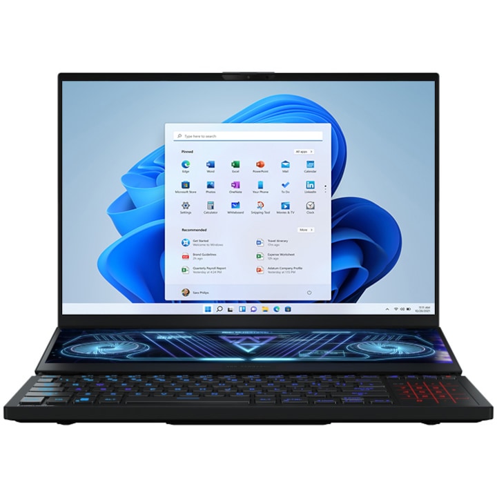 Лаптоп Gaming ASUS ROG Zephyrus Duo 16 GX650RX, AMD Ryzen™ 9 6900HX, 16", UHD+, 120Hz, RAM 64GB, 4TB SSD, NVIDIA® GeForce® RTX™ 3080 Ti, Windows 11 Home, Black