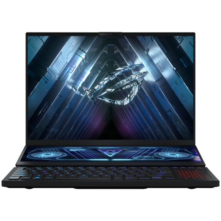 Лаптоп Gaming ASUS ROG Zephyrus Duo 16 GX650RX, AMD Ryzen™ 9 6900HX, 16", UHD+, 120Hz, 3ms, 32GB, 2TB SSD, NVIDIA® GeForce® RTX™ 3080 Ti 16GB, Windows 11 Home, Black