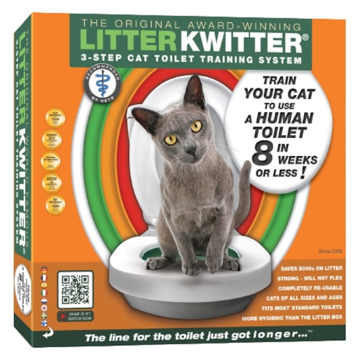 Kit toaleta pentru pisici, Litter Kwitter, plastic, multicolor, 40x40x7 cm