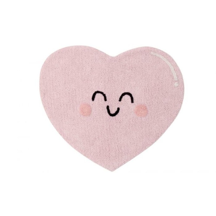 Covor Happy Heart, Lorena Canals, Bumbac, 90x105 cm, Roz