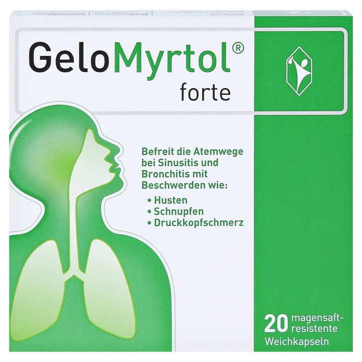 Supliment din Plante, GeloMyrtol Forte, Mucolitic Natural impotriva Bronsitei si Sinuzitei, 20 capsule