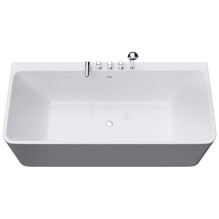 Cada de baie EGO 601S, freestanding, 180x80 cm, baterie integrata cu finisaj crom, acril sanitar termoactiv, alb