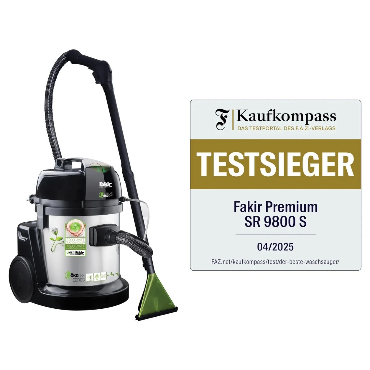 Aspirator profesional cu spalare 9800 S Öko Power - FAKIR Germania, 1600W, 22 litri, 5 bari, Inox