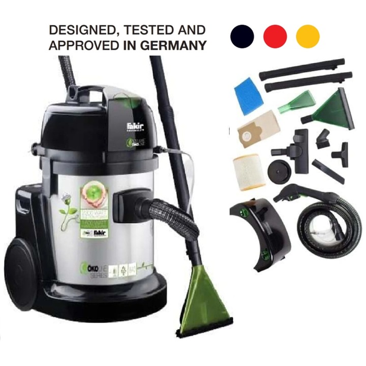 Aspirator profesional cu spalare 9800 S Öko Power - FAKIR Germania, 1600W, 22 litri, 5 bari, Inox