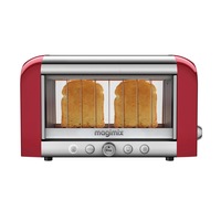 Prajitor transparent de paine Magimix Toaster Vision, Metalic, slot 38 mm, 1450 W, Rosu/crom