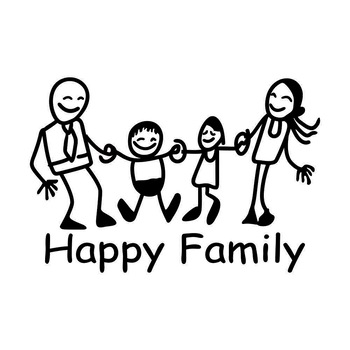 Sticker auto - Happy Family - Negru - 10 x 15 cm Sticker auto - Happy Family - Negru - 10 x 15 cm