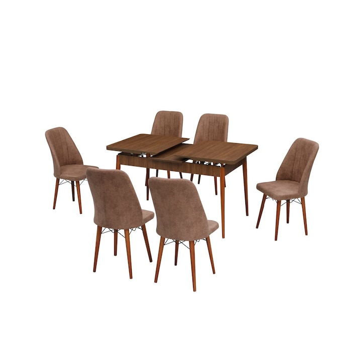 Set Masa Extensibila cu 6 scaune, Venetia Modella Maro, 170x80x77cm