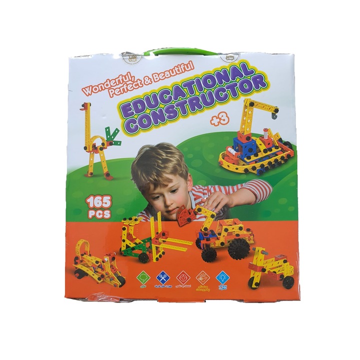 Joc de constructie cu piese flexibile Educational Constructor, 165 piese, +3 ani