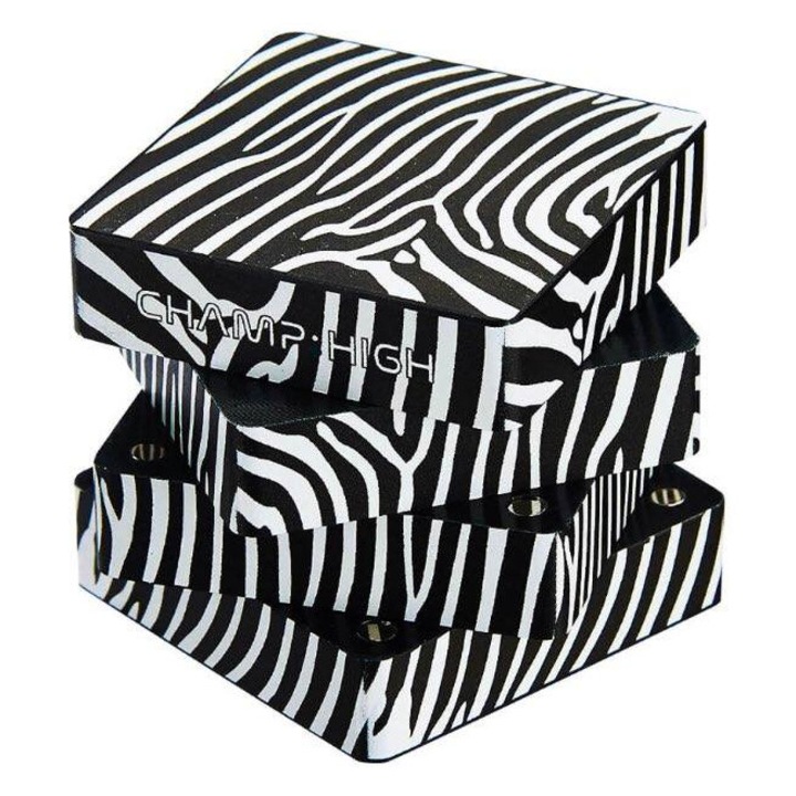 Grinder tutun, Champ High Zebra Square metalic, alb-negru, patrat, diametru 50mm, 4 parti