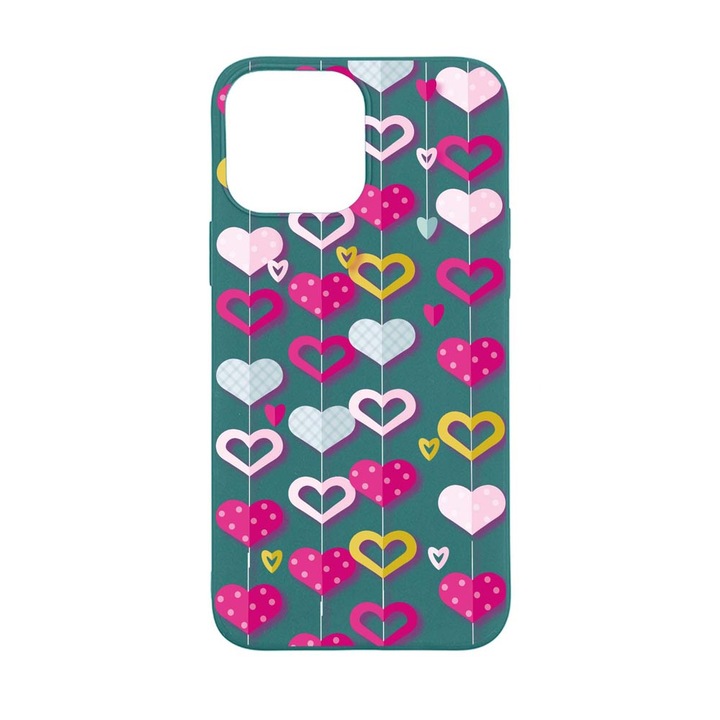 Husa Silicon Compatibila Cu Apple iPhone 13 Pro Max, Lovely Hearts, rezistenta la uzura, FG 185