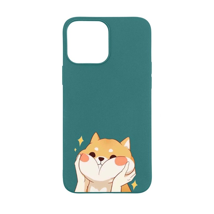 Силиконов калъф Unique за Apple iPhone 13 Pro Max, Emoji - Sweet Cat, Forest Green, FG 596