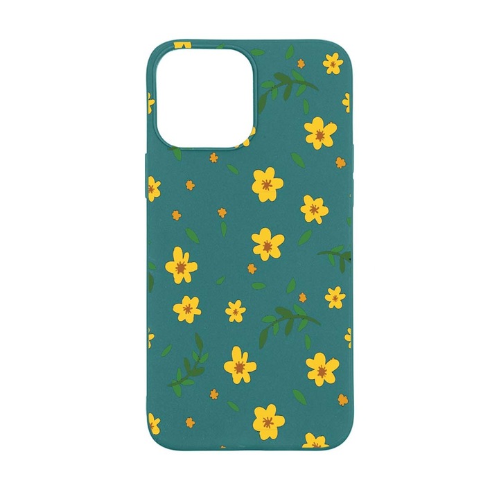 Husa Silicon Compatibila Cu Apple iPhone 13 Pro Max, Little yellow flowers, rezistenta la uzura, FG 696