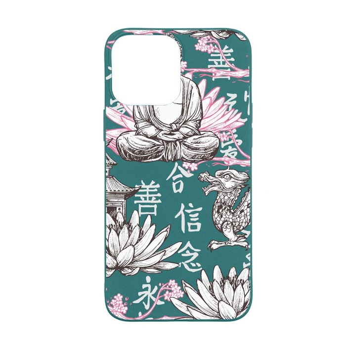 Husa Silicon Compatibila Cu Apple iPhone 13 Pro Max, Buddha, rezistenta la uzura, FG 768