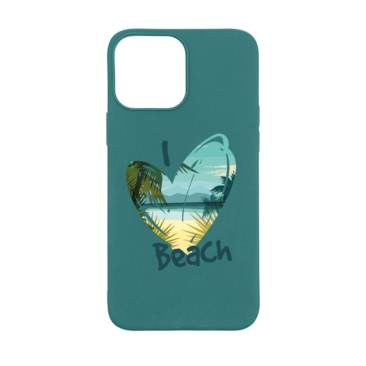 Husa Silicon Compatibila Cu Apple iPhone 13 Pro Max, I Love Beach, rezistenta la uzura, FG 835