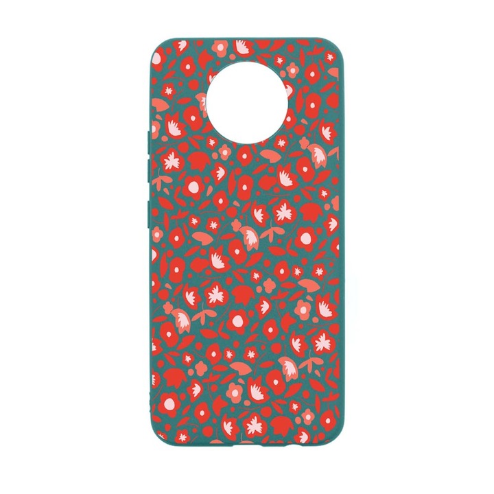 Husa Silicon Compatibila Cu Nokia 5.4, Red Floweres Pattern, rezistenta la uzura, FG 631