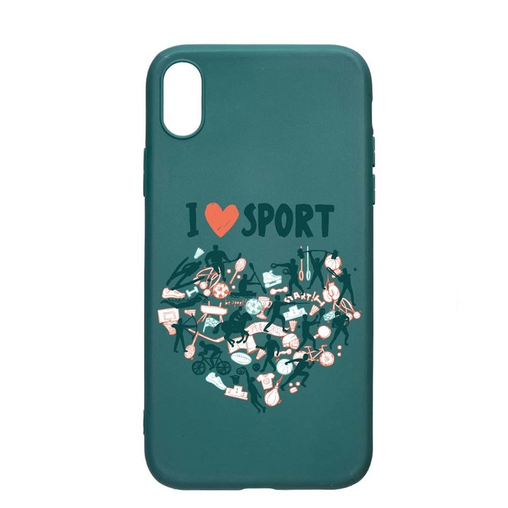 Силиконов калъф Unique за Xiaomi Redmi 9A, I Love Sport, Forest Green, FG 803