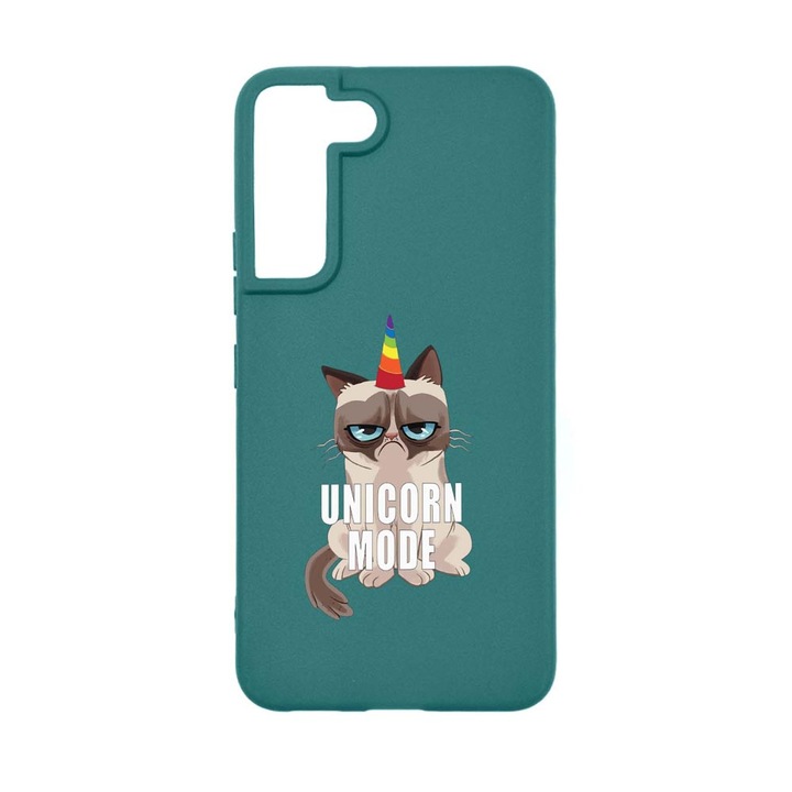 Силиконов калъф Unique за Samsung Galaxy S22 Ultra, Grumpy Unicorn Mode, Forest Green, FG 654