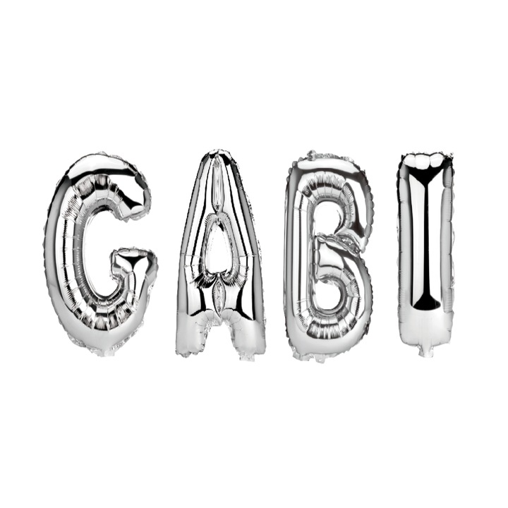 Set Baloane Numele Gabi, Argintiu, 40Cm