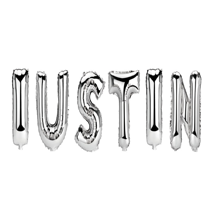 Iustin Name Balloon Set, ezüst, 40cm