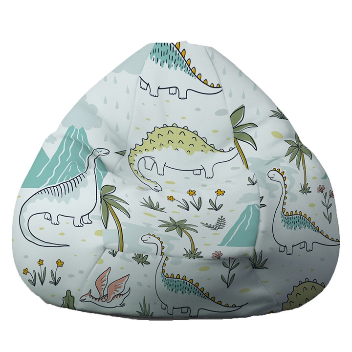 Калъф за пуф круша Pufrelax Nirvana Gigant, 520л., Dino Age, Не съдържа пълнеж, водоустойчив, принт