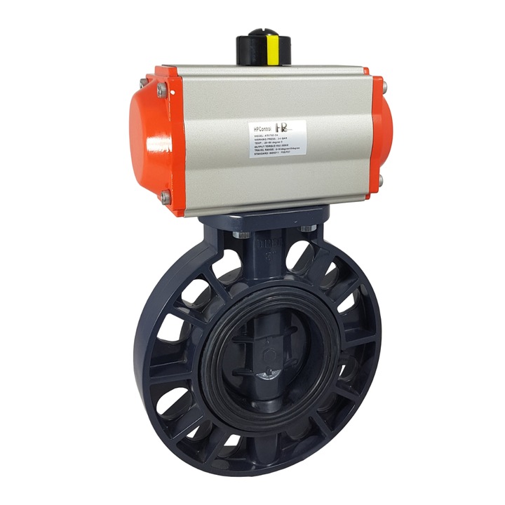Pneumatikus működtetésű pillangószelep DN125, HPControl, PVC