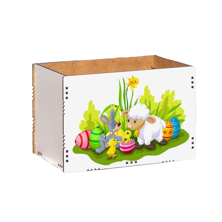 Cutie decorativa, MDF, Imprimeu, Oita, Paste, DekoLaser, CFP15024, 15x10x10 cm