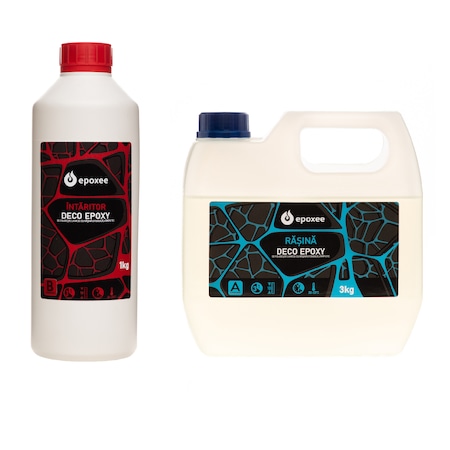 Set rasina epoxidica profesionala pentru turnare Epoxee DECO, 3 kg rasina si 1 kg intaritor