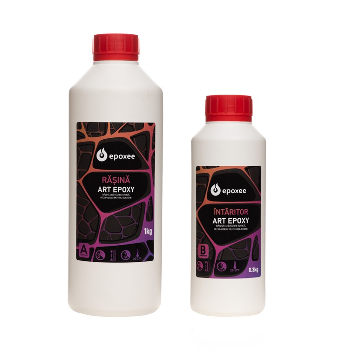 Set rasina epoxidica profesionala pentru hobby Epoxee ART, 1 kg rasina si 0.3 kg intaritor