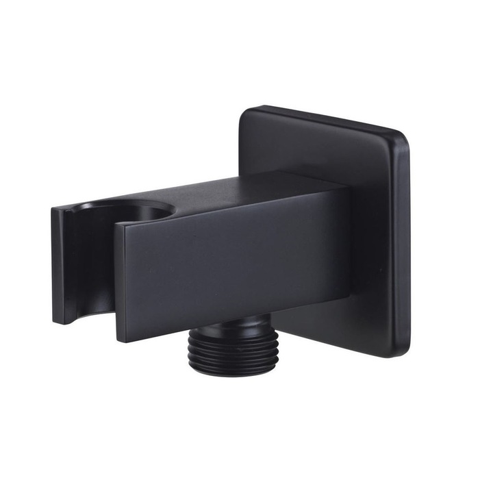 Iesire pentru baterie incastrata, Laveo NPQ 760K, suport para de dus, model dreptunghiular, negru mat