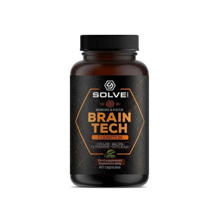 Supliment alimentar pentru memorie si concentrare SolveLabs, Brain Tech, 60 capsule