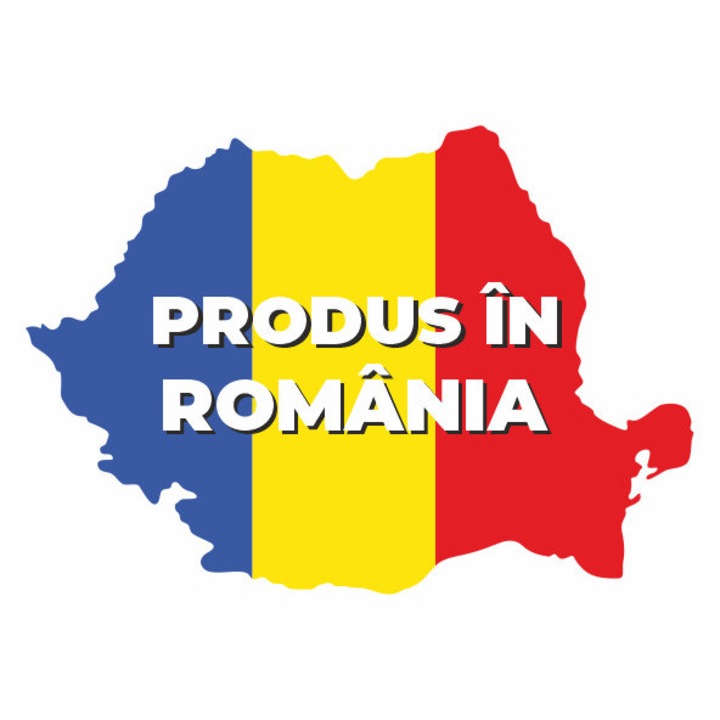 Set etichete adezive, Produs in Romania - Harta, 100 buc, PVC, 20x20 cm