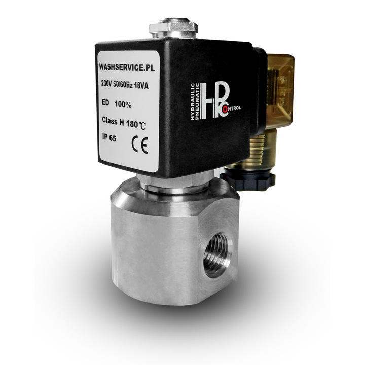 Електроклапан HPControl, Инокс, 1/4 инча, Сребрист/Черен