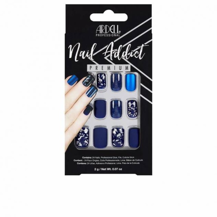 24 darab műköröm készlet Ardell, Nail Addict, matt kék
