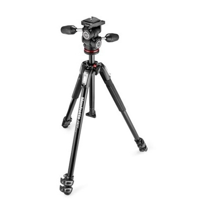 Manfrotto 190X alu/tp 3 szekciós fényképezőgép állvány QR lappal és 3D fejjel