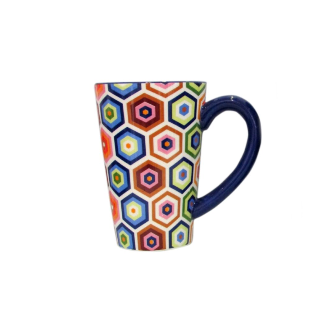 Cana de ceai inalta, Livada cu ceai, Diamante si Rame Colorate, Multicolor, Portelan, 0.3 l