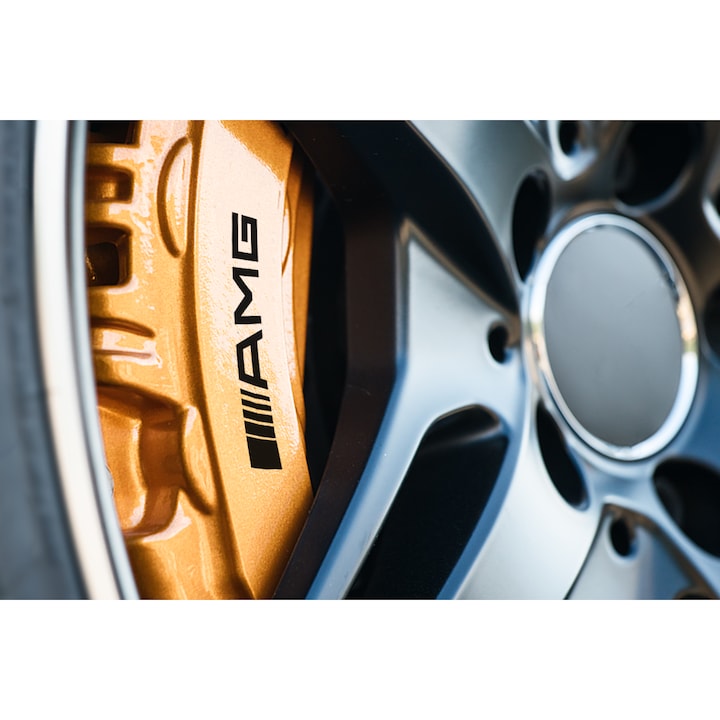 Set 4 stickere auto pentru etrier frana Amg, 8x2 cm, Negru