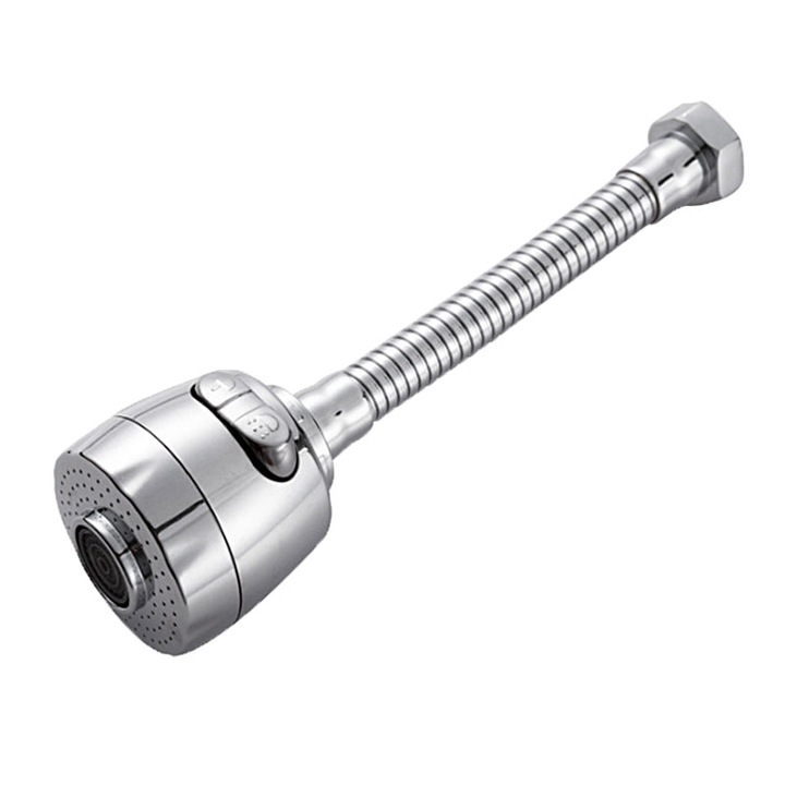 Robinet flexibil, ABS, Jet reglabil, Pivotant, 19 cm, Argintiu