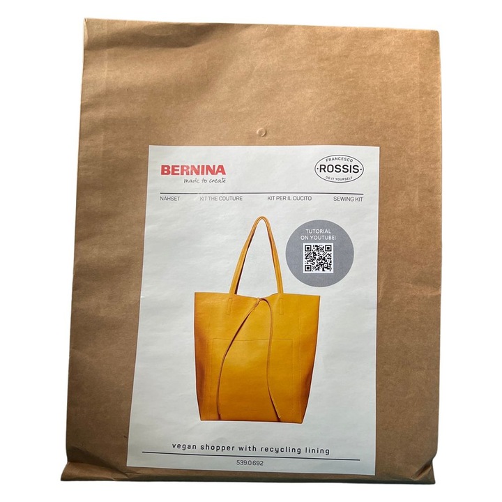 Tipar geanta shopper cu materiale incluse, din piele vegana galben deschis Bernina Rossi