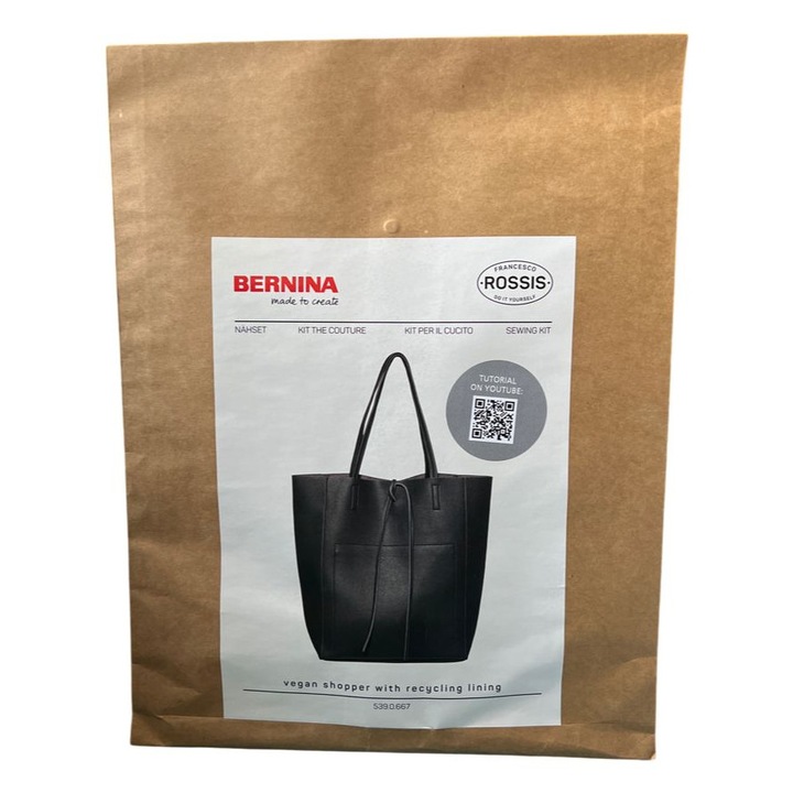 Tipar geanta shopper cu materiale incluse, din piele vegana neagra Bernina Rossi